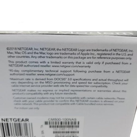 NETGEAR CM500-100NAS DOCSIS 3.0 High Speed M - Picture 11 of 11